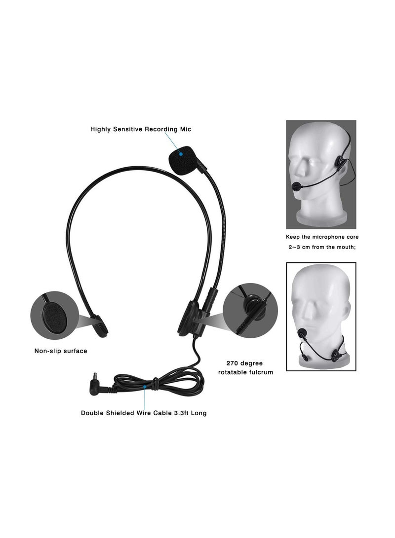 Portable Voice Amplifier, Mini Voice Amplifier Wired Headset Microphone Speaker Set for Teachers 15W Rechargeable Lightweight Personal Mic for Classroom, Tour Guides, Instructors and Presentation - Image 4